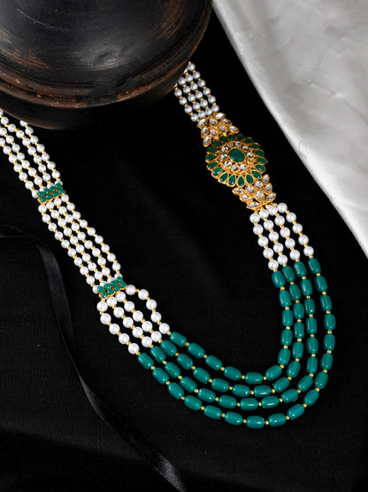Side Kundan Brooch Layered Necklace