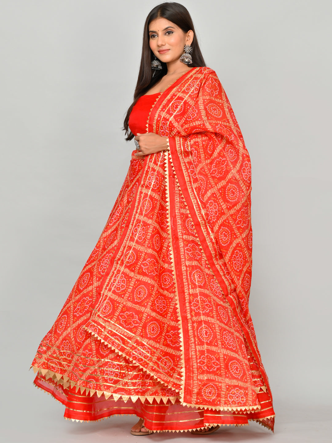 Kota Doriya Bandhej Ready to Wear Lehenga With Unstiched Blouse