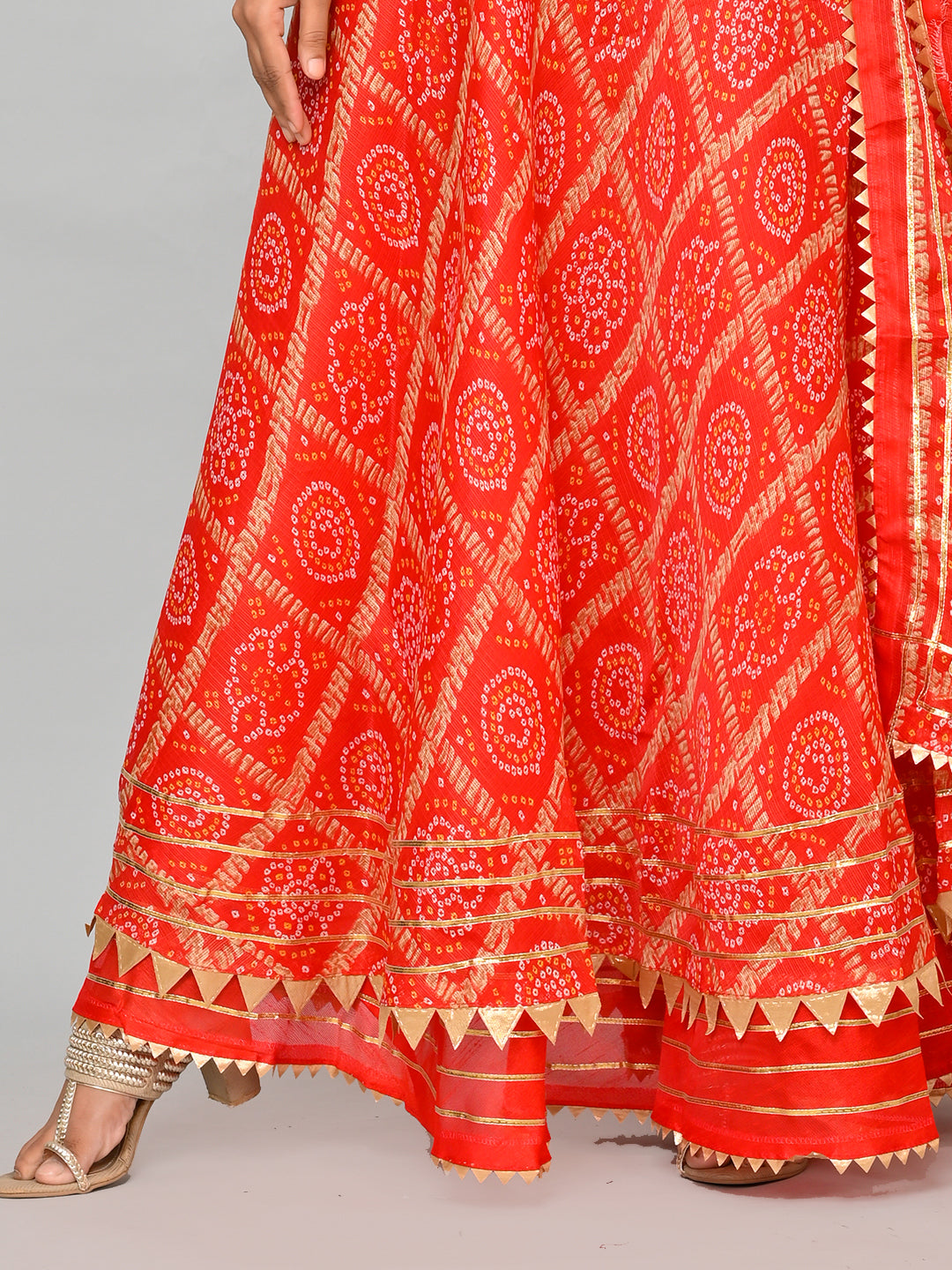 Kota Doriya Bandhej Ready to Wear Lehenga With Unstiched Blouse