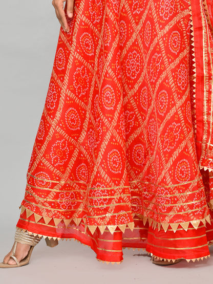 Kota Doriya Bandhej Ready to Wear Lehenga With Unstiched Blouse