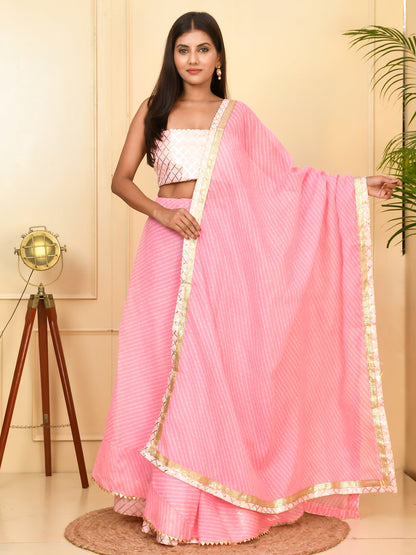 Glimmering Kota Doriya Ready to Wear Lehenga With Unstiched Blouse