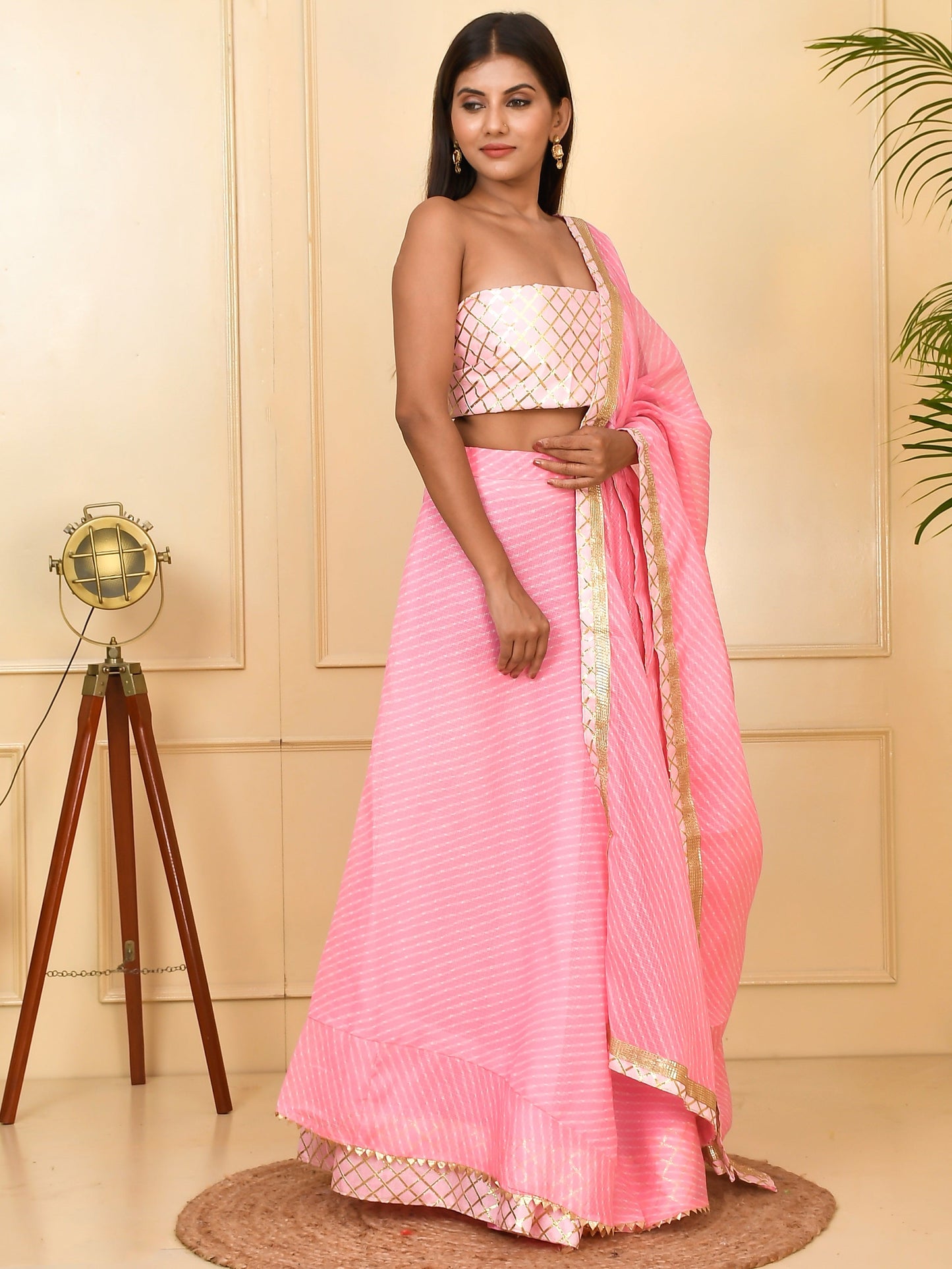 Glimmering Kota Doriya Ready to Wear Lehenga With Unstiched Blouse
