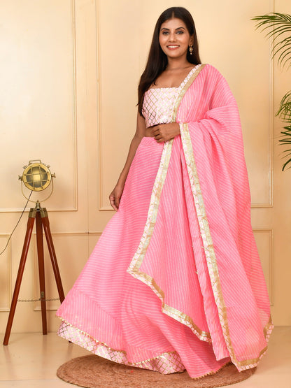 Glimmering Kota Doriya Ready to Wear Lehenga With Unstiched Blouse