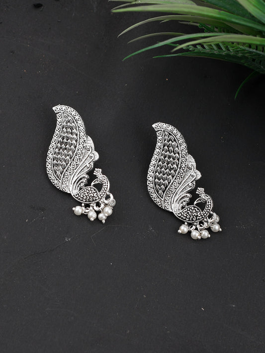 Silver Stud peacock Earrings For Girls