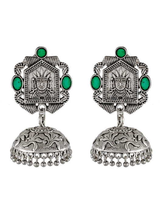 Green Stone Antique Traditional Jhumka Earrings Online