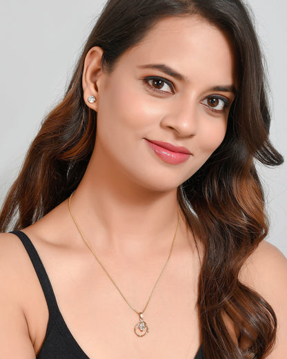 Gold Plated AD Stone Studded Pendant Jewellery Set