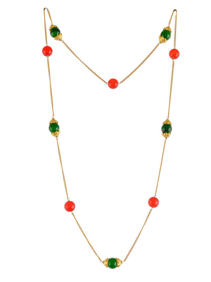 Unisex Multi & Gold Plated Beaded Layered Necklace
