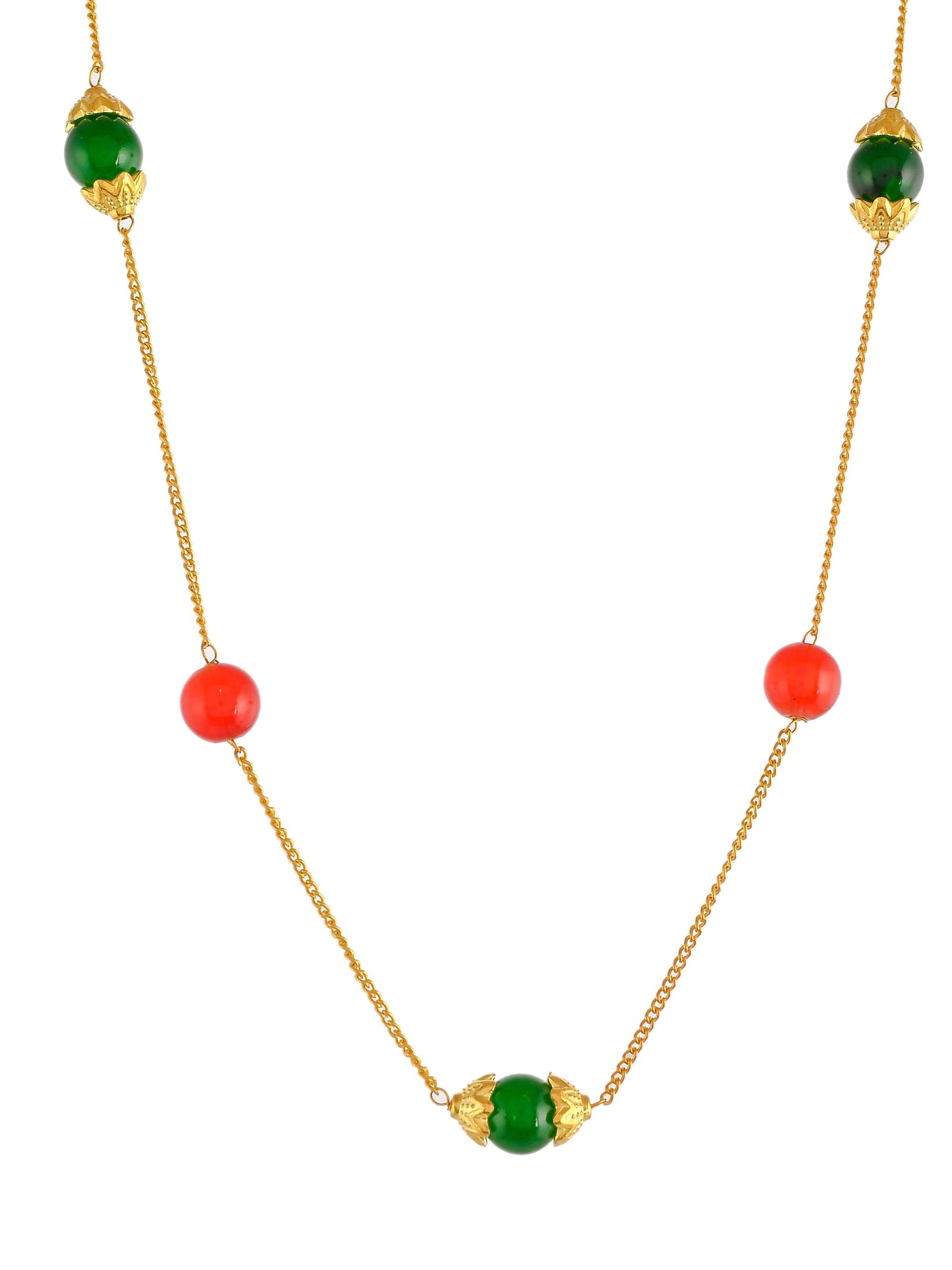 Unisex Multi & Gold Plated Beaded Layered Necklace