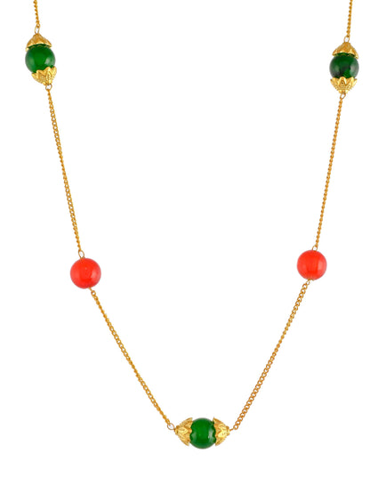 Unisex Multi & Gold Plated Beaded Layered Necklace