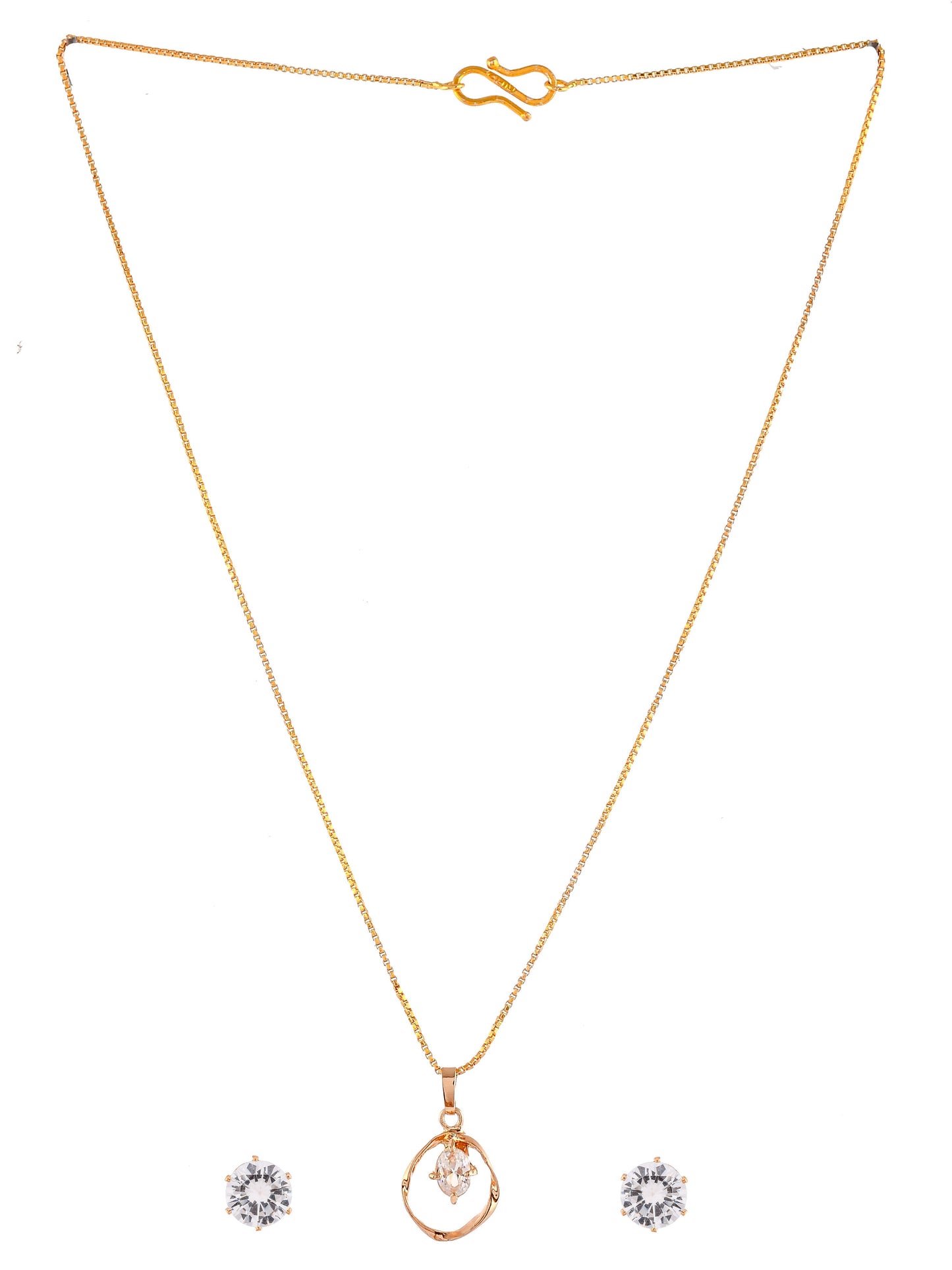 Gold Plated AD Stone Studded Pendant Jewellery Set