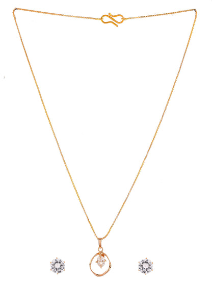 Gold Plated AD Stone Studded Pendant Jewellery Set