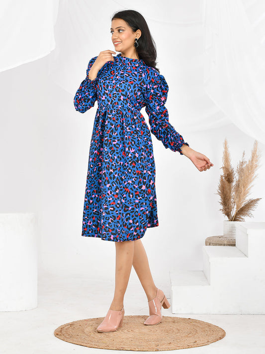 Blue Printed western Wear Dresses for Girls/Women