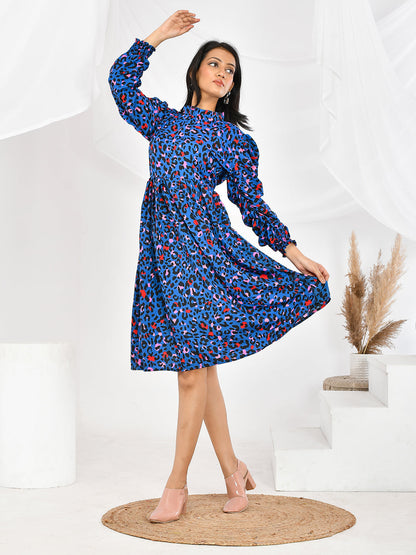 Blue Printed western Wear Dresses for Girls/Women