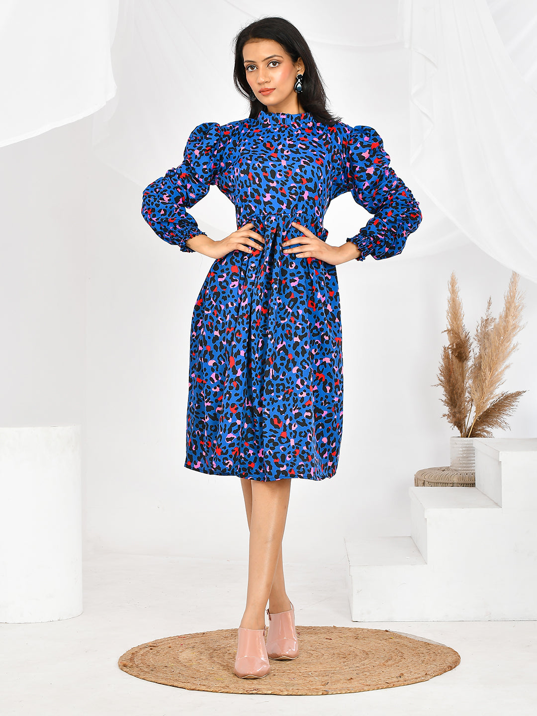 Blue Printed western Wear Dresses for Girls/Women
