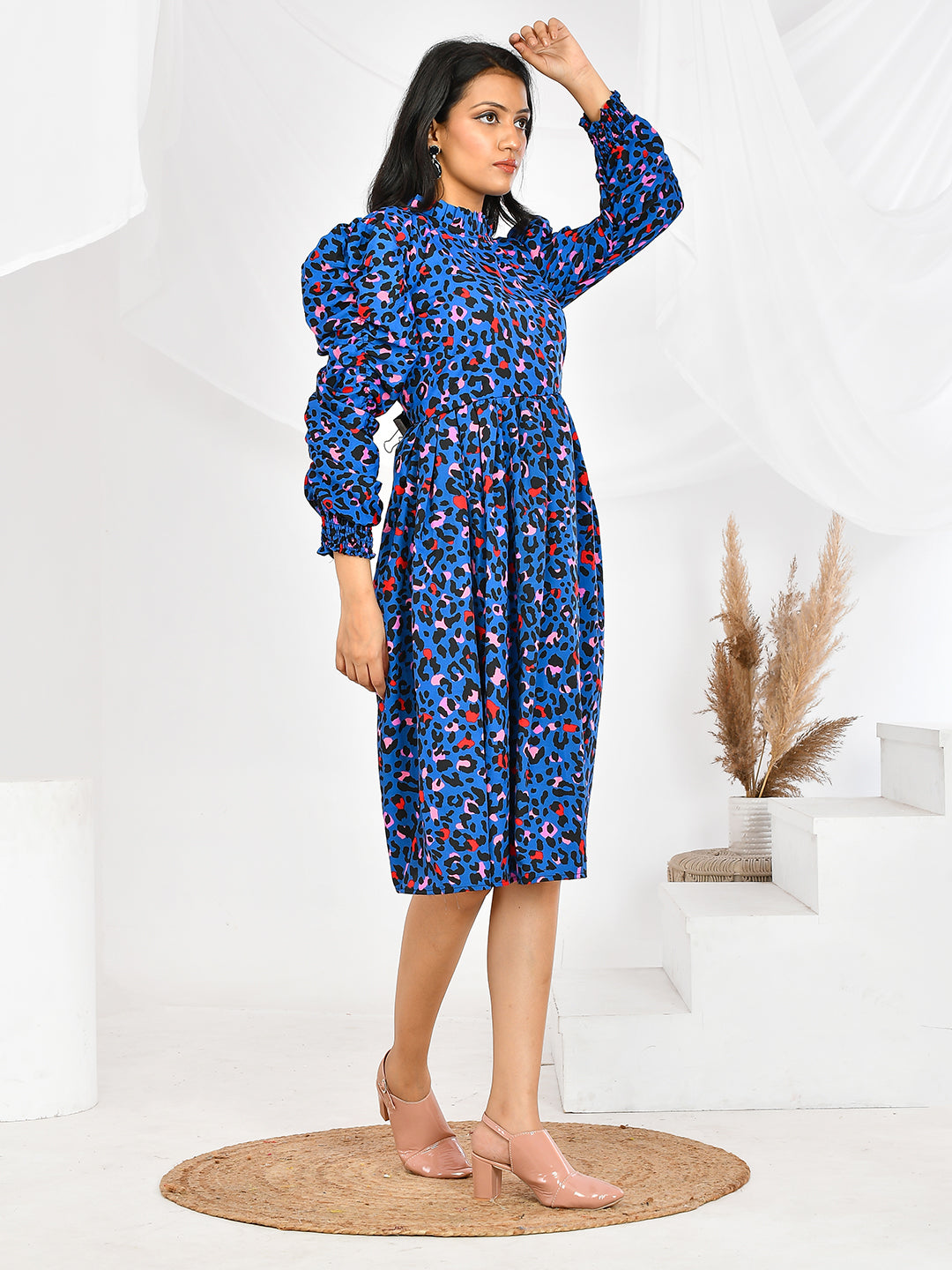 Blue Printed western Wear Dresses for Girls/Women