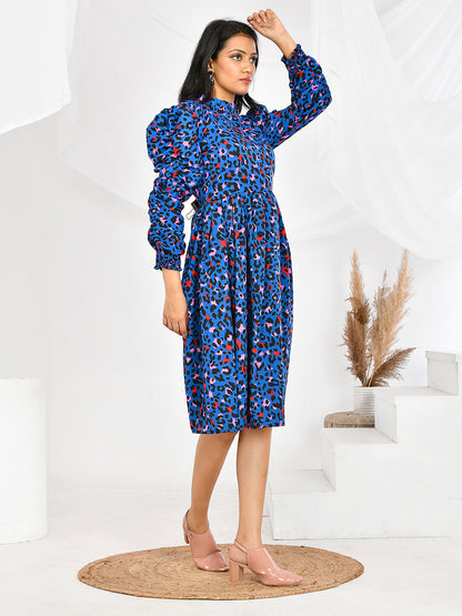 Blue Printed western Wear Dresses for Girls/Women