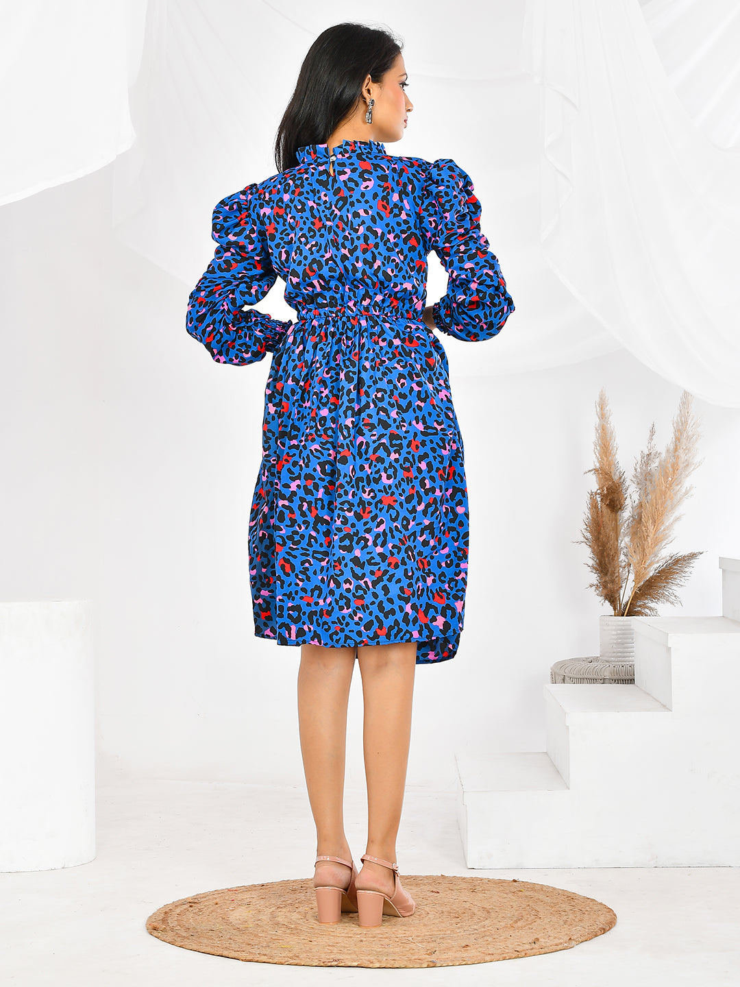 Blue Printed western Wear Dresses for Girls/Women