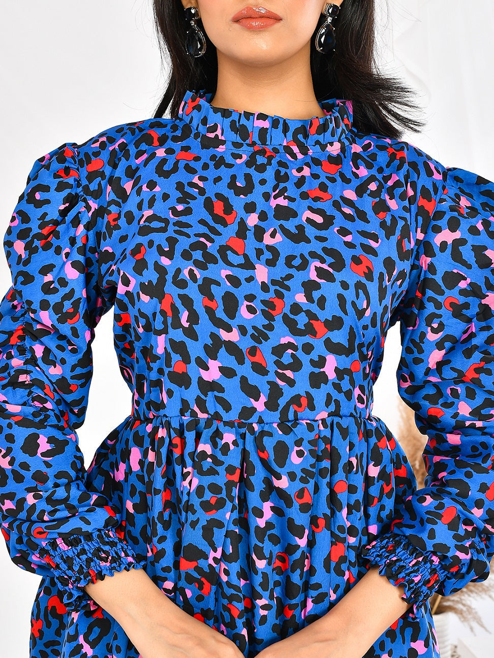 Blue Printed western Wear Dresses for Girls/Women
