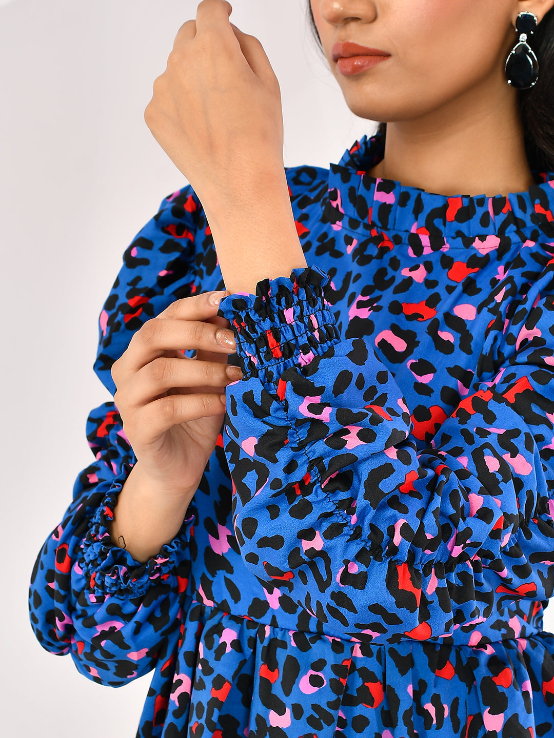 Blue Printed western Wear Dresses for Girls/Women