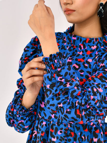 Blue Printed western Wear Dresses for Girls/Women